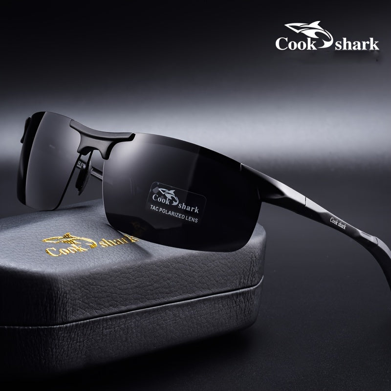 Cook Shark's new high-end polarized sunglasses offer UV protection for men who drive or fish.