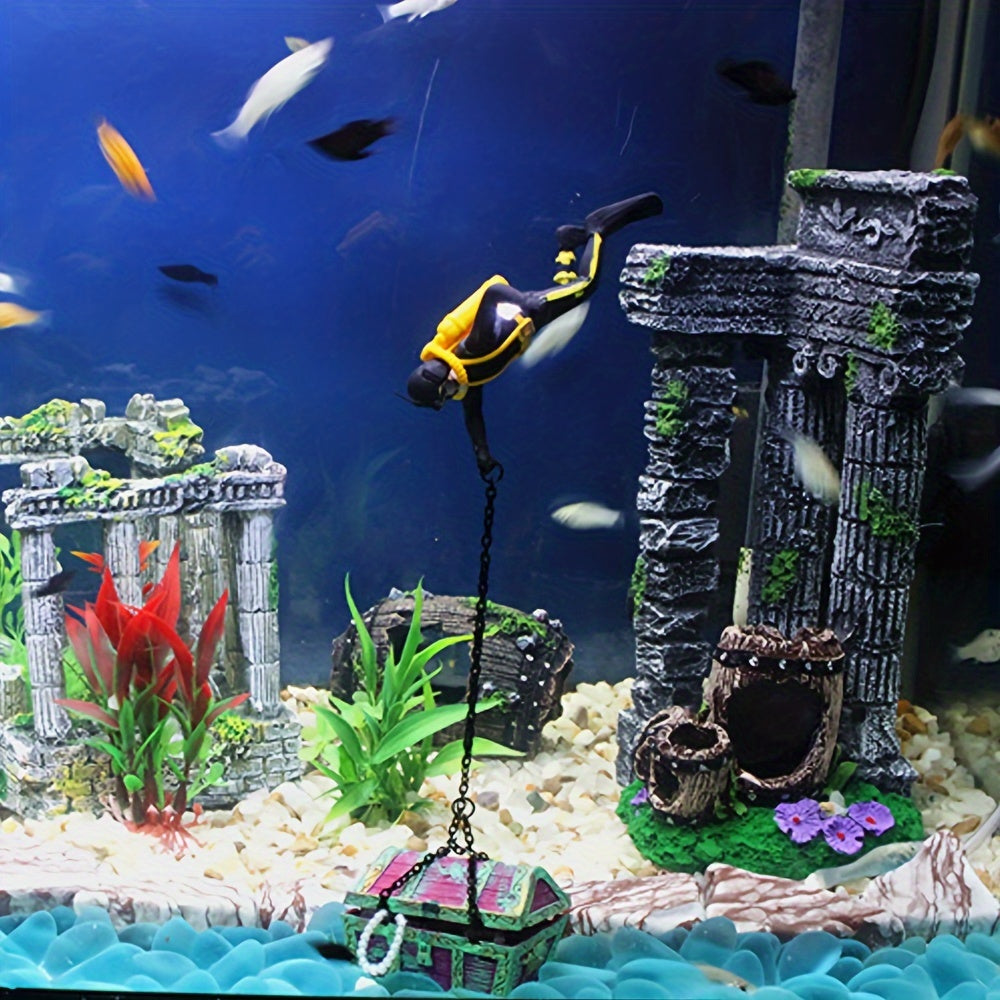 1Pc Treasure Hunter Action Figure for Fish Tank Decoration