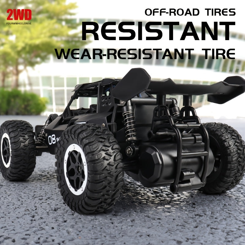 16 RC Alloy Climbing Car with high-speed off-road capabilities, multi-terrain capability, LED searchlights, rechargeable lithium polymer battery, remote control, durable plastic