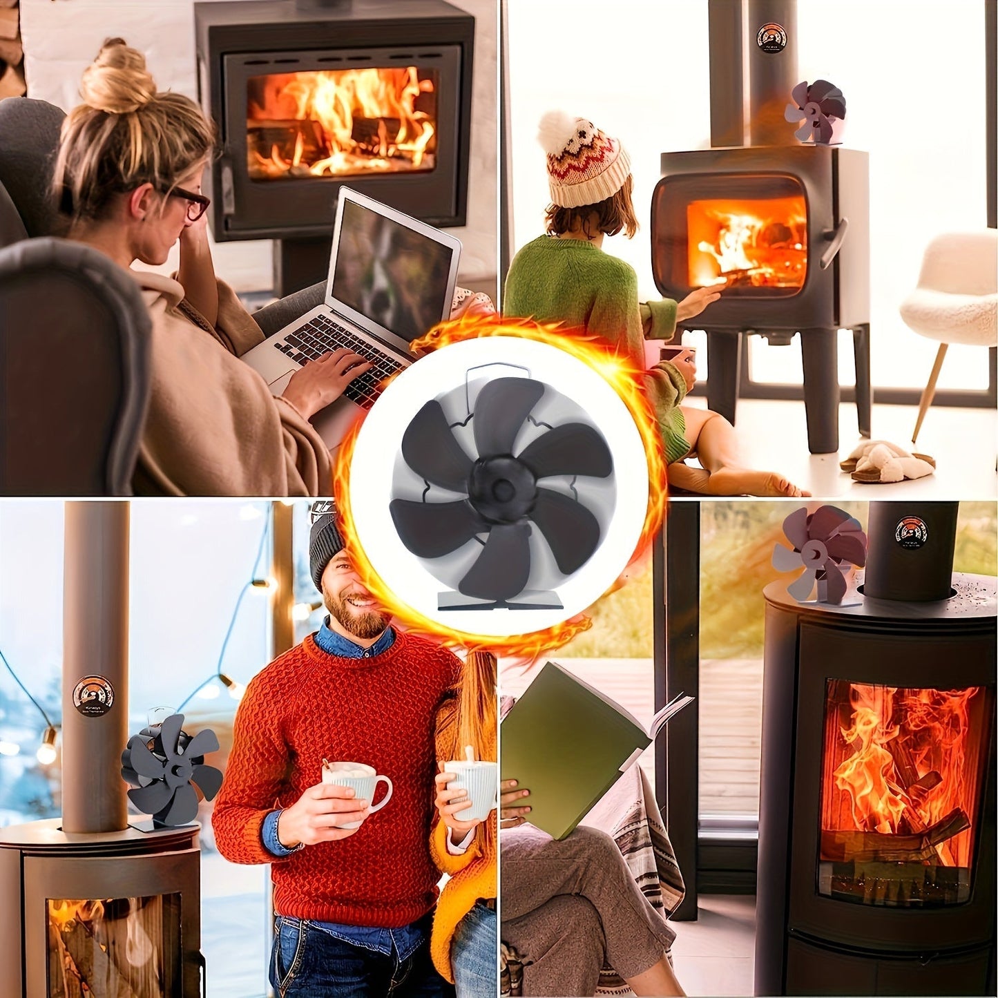 This high-quality 6-blade fireplace fan features high temperature overheating protection, making it suitable for fireplaces and other living spaces. Constructed from aluminum alloy material, it does not require a plug-in. With thickened fan blades, it is