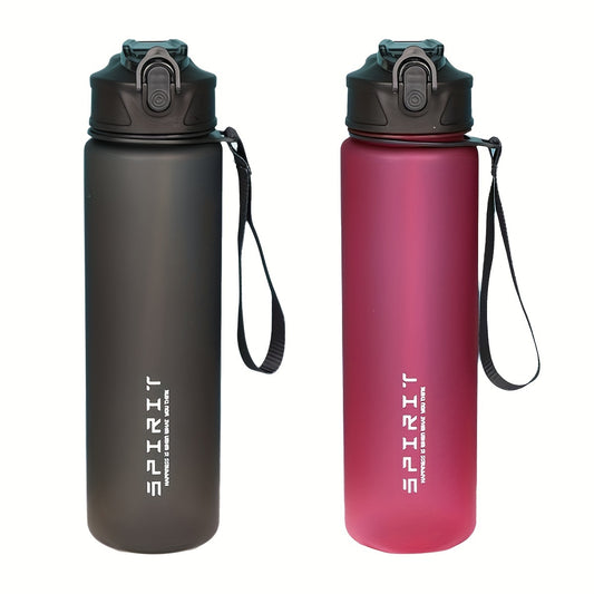 26oz Grinkwell Frosted Sports Water Bottle with Leakproof Design, BPA-Free Material, Silicone Straw, Carrying Rope - Ideal for Gym and Outdoor Use.