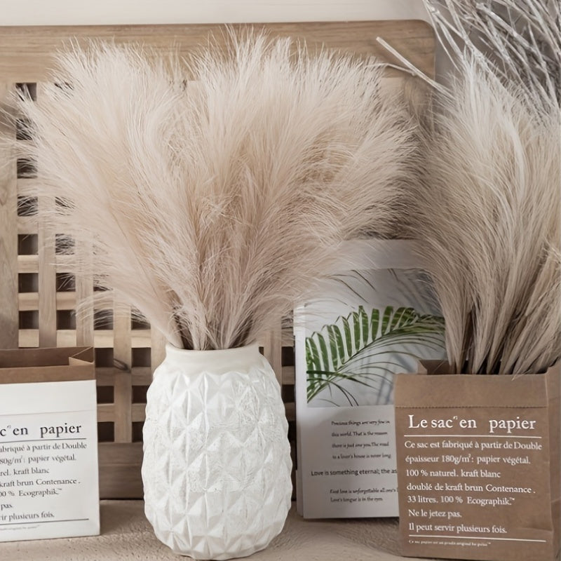 15pcs Elegant Faux Pampas Grass Bundle, 55.88cm - Cream & Light Brown, Ideal for Home Decor, Living Room Display in White Vases, Great for Christmas, Halloween, Easter, Thanksgiving, Mother's Day, Garden Decor. Best for Christmas, Thanksgiving.