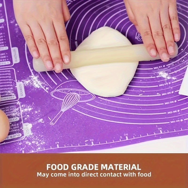 A durable pastry pad with ultra thickness and non-stick technology, designed for precise measurements and optimal baking, rolling, and kneading of dough. Made from food-grade EVA material to improve manual skills in the kitchen. An essential tool for