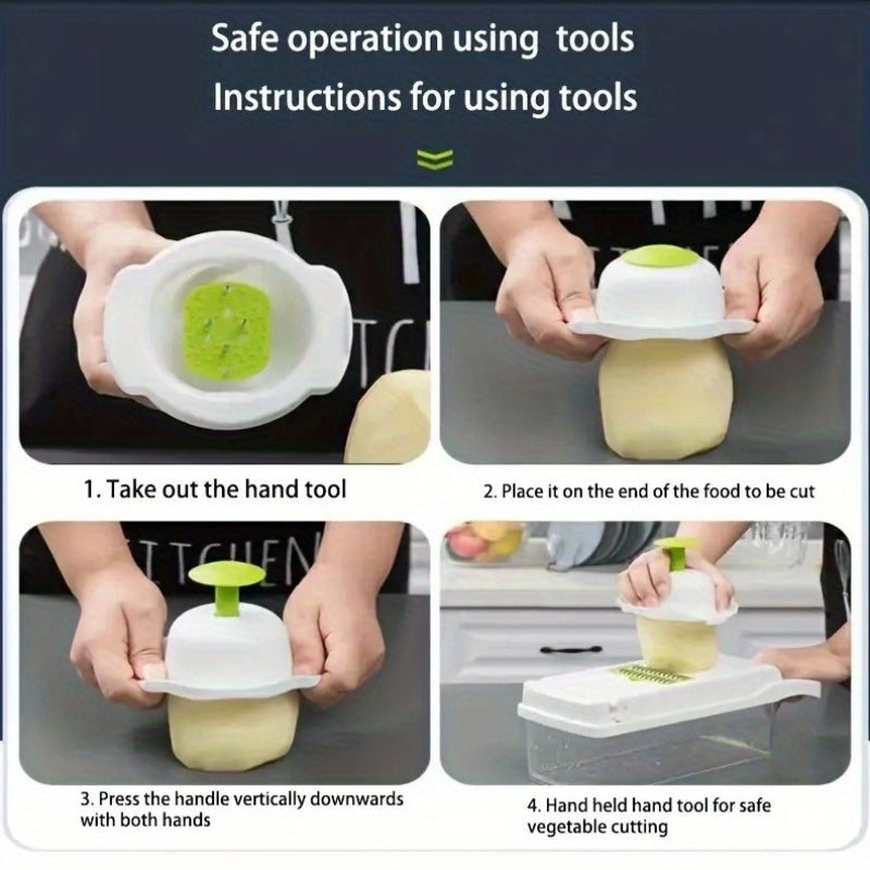 Professional Onion Dicer with Food Processor Attachment and Food Contact Safe Container - 1pc InBrave 16-in-1 Multifunctional Vegetable Chopper