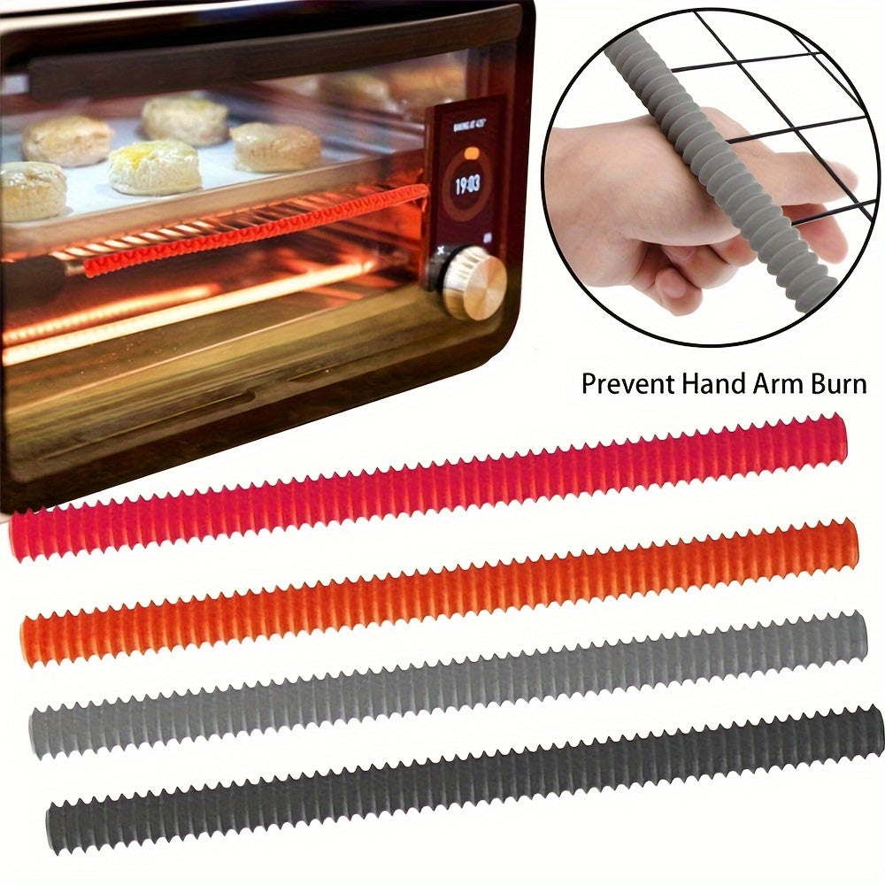 Set of 4 Silicone Oven Rack Guards, 14-Inch Heat Resistant Tubes for Microwave and Oven - Available in Black, Gray, and Red