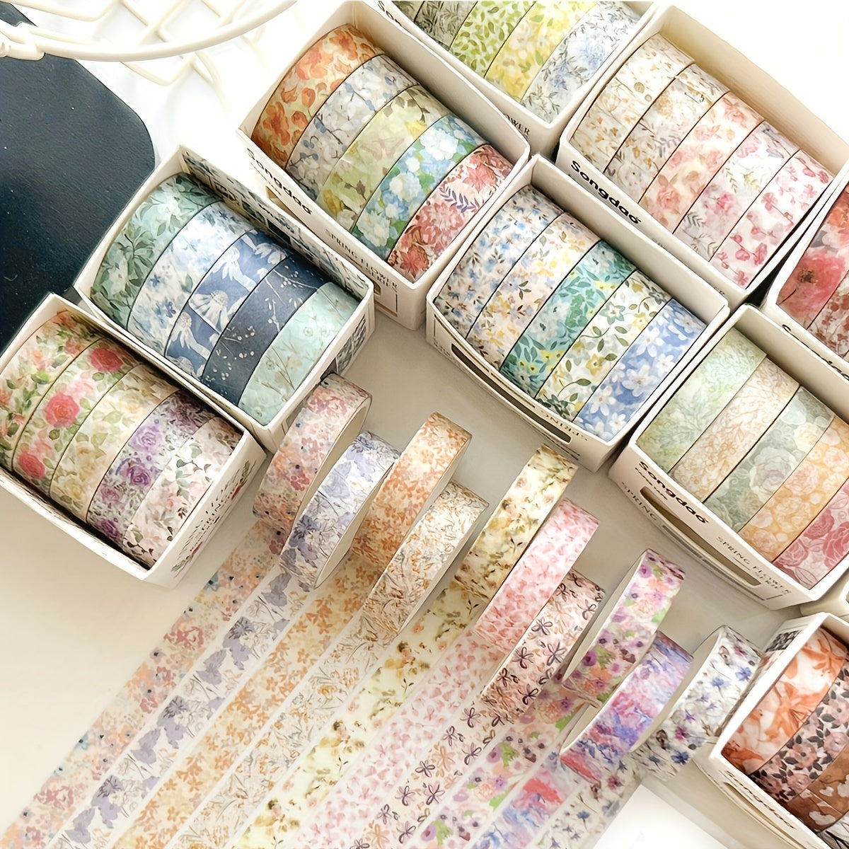 5 Rolls of Plant Series Washi Tape Stickers for Diaries, Handbooks, Photo Albums, Schedules, and Party Decorations