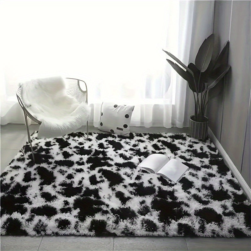 Indulge in the luxury of our PV Velvet Indoor Plush Area Rugs, featuring a sleek Black and White Cow Geometric design. These Non-Slip Large Rugs are perfect for adding a cozy touch to your Living Room, Bedroom, Entryway or Hallway. Experience the