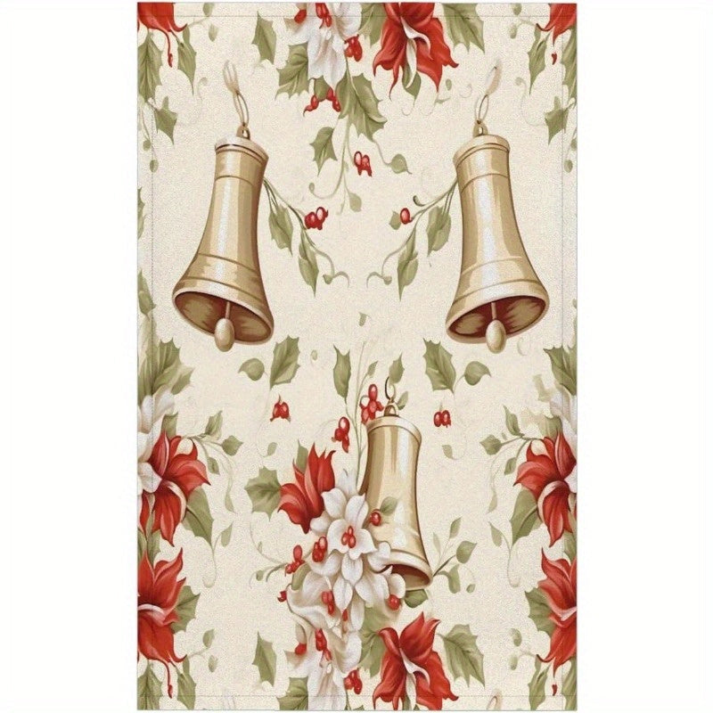 Merry Christmas Kitchen Towel featuring a Christmas Bell pattern, measuring 45.72 X 66.04 cm. Perfect for decorating your kitchen and drying dishes.