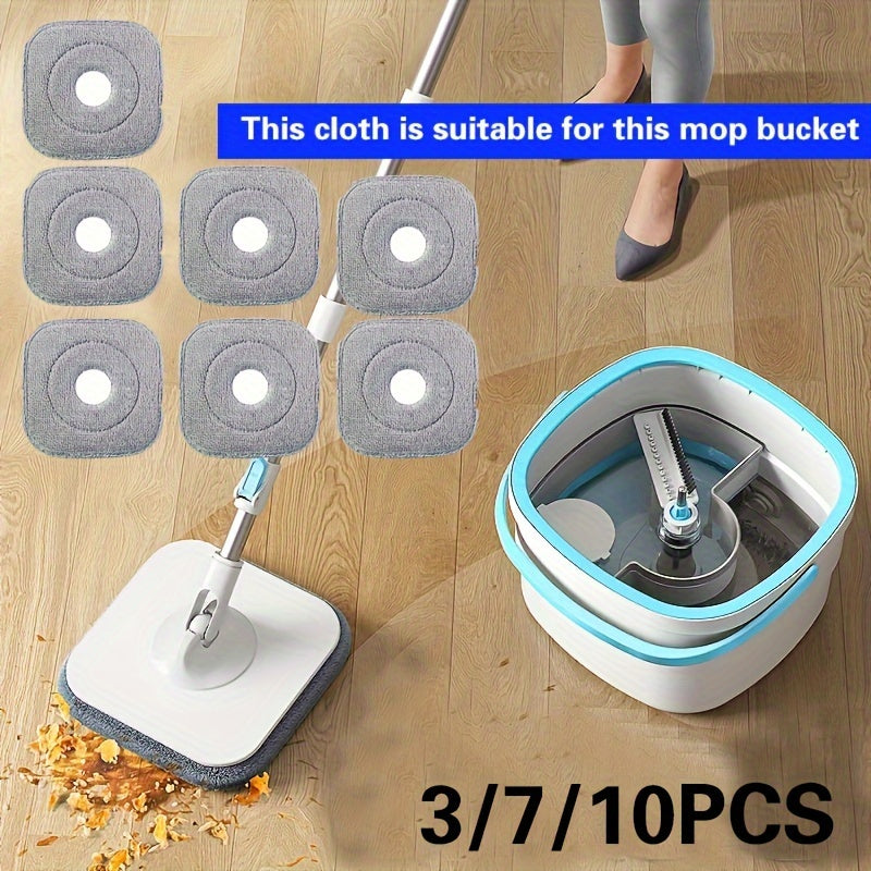 Ideal for home and kitchen cleaning, these premium microfiber mop pads come in sets of 3, 7, or 10. They are thick, durable, and washable replacement heads for spin mops, offering strong stain removal, non-slip design, and compatibility with various