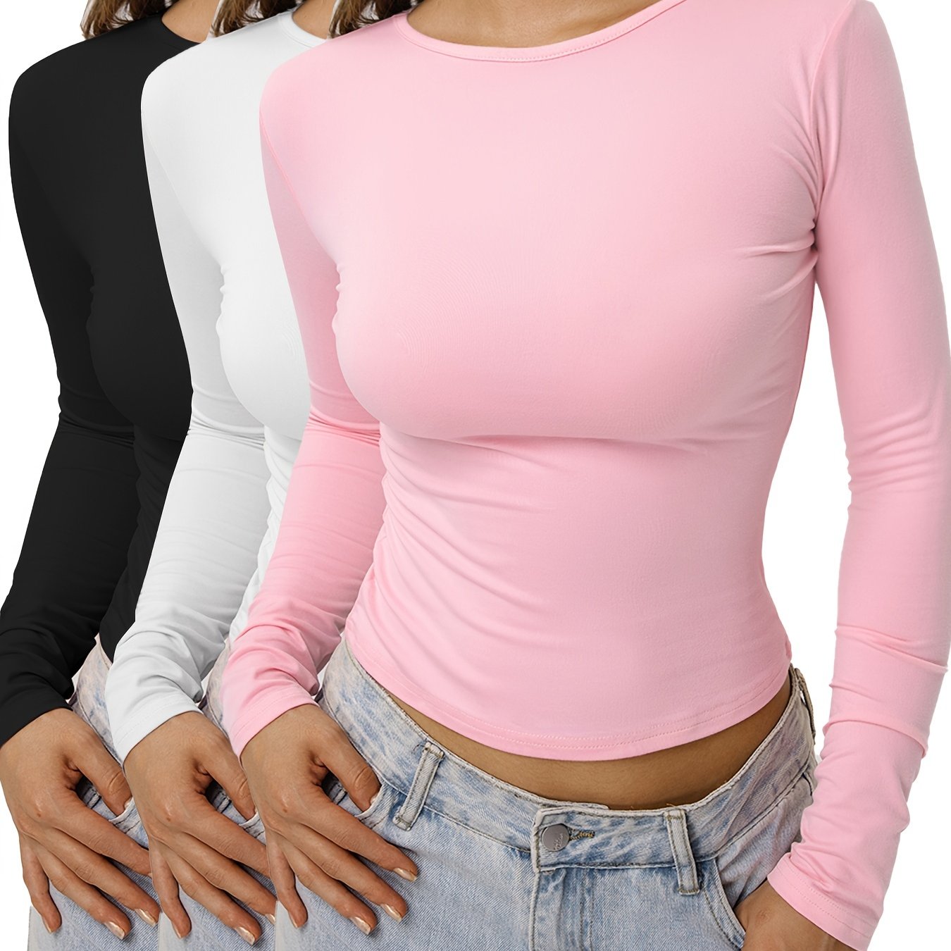 3 Long-Sleeve T-Shirts in Kardashian Style