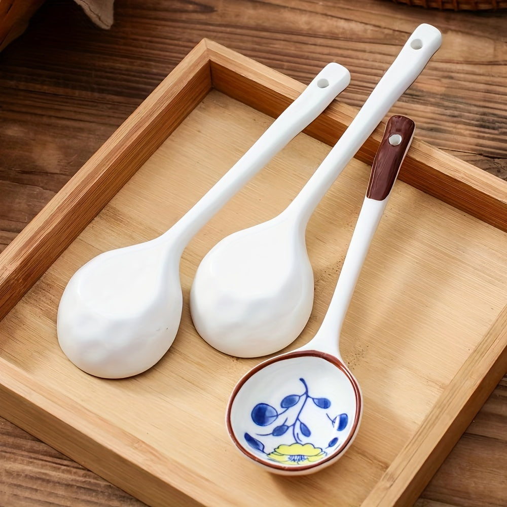 Gift box set with 4/6 creative ceramic dessert spoons, perfect for new year tableware or as a gift for friends.