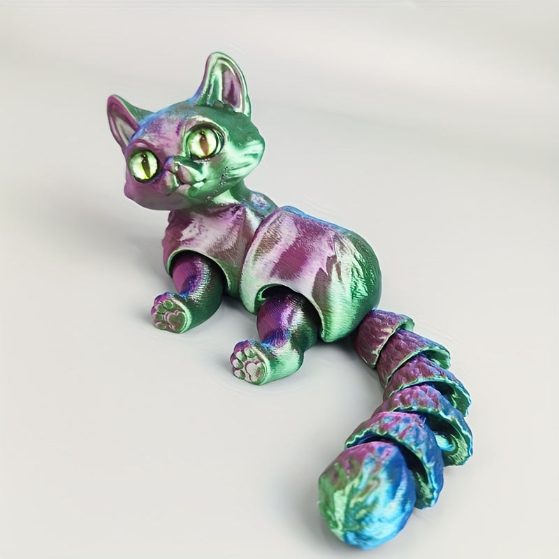 Mardi Gras Fantasy Cat Figurine with Articulated Joints - No electricity required, perfect for gifting on various occasions.