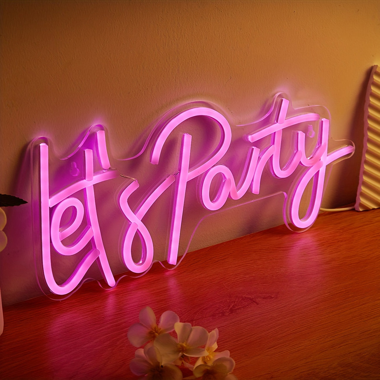 White LED Neon light sign for parties, USB powered for bedroom wall decoration. Great for festivals, weddings, and as a multipurpose decorative wall lamp.