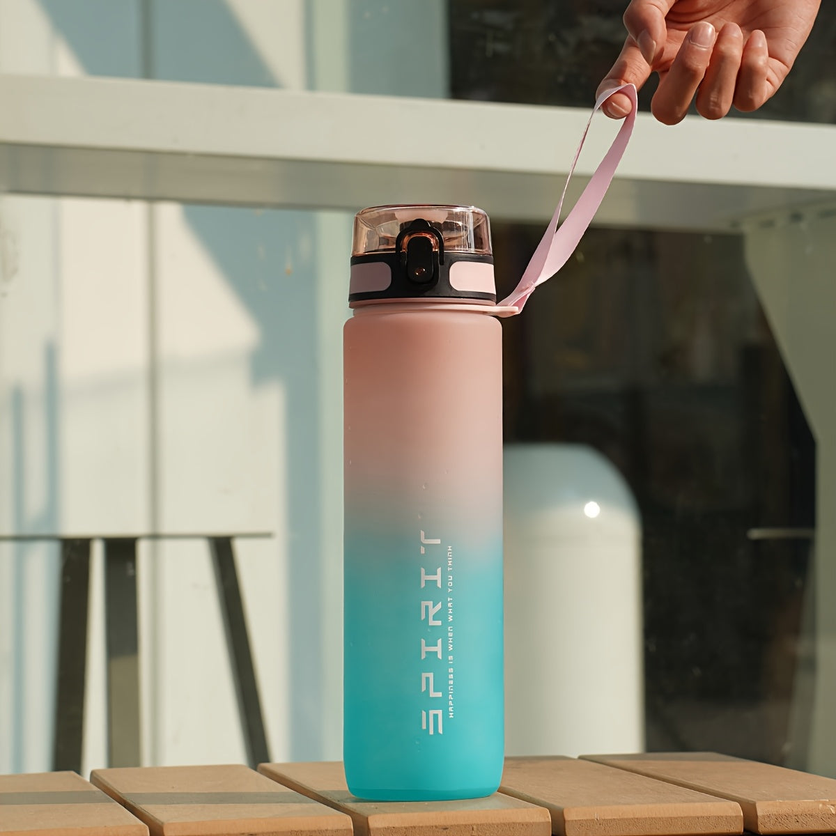 Leak-proof 34oz sports water bottle for gym, fitness, and outdoor use. Durable and portable with food-grade material (hand wash only).