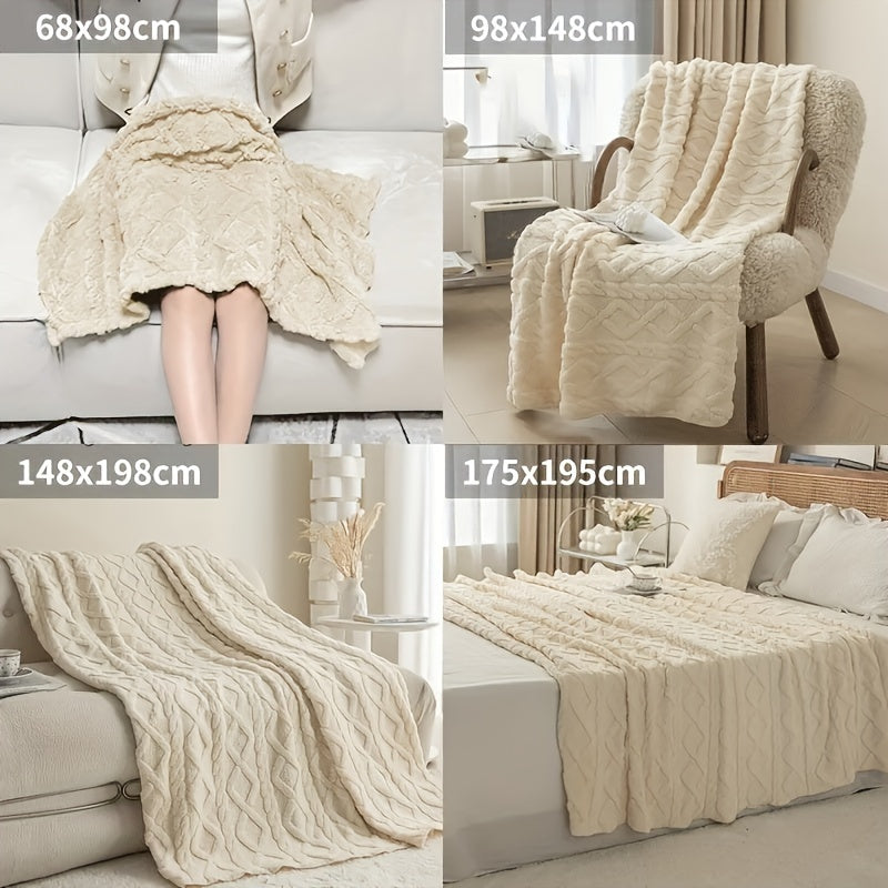 Soft and comfortable 3D fashionable design lamb fleece blanket, thick and warm for coziness. This plush air conditioning blanket can be used as a flannel throw for extra warmth. Perfect for bed, couch, or travel, it makes a great Christmas present.