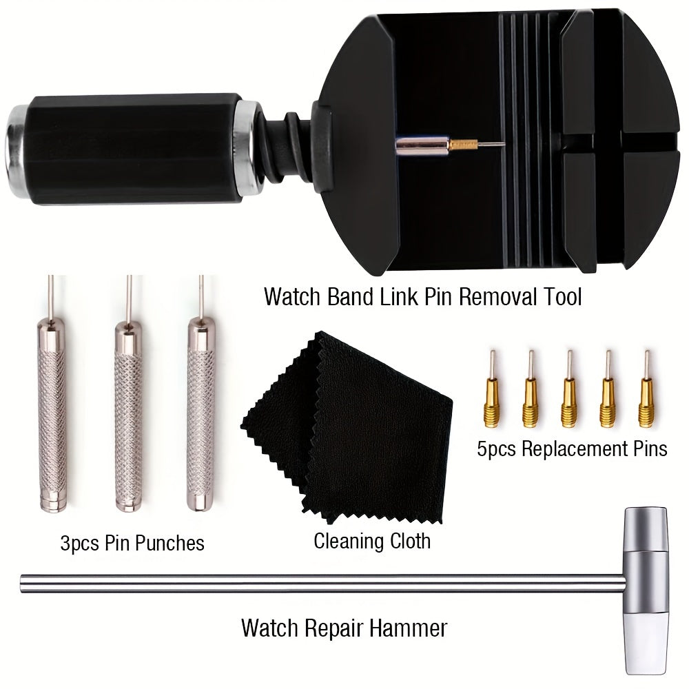 Set of 11 Watch Link Removal Tools, Band Strap Chain Pin Remover Kit for Adjusting Watch Straps and Repairing Bracelets. Perfect for Watch Sizing and Repairs, a Great Gift Option