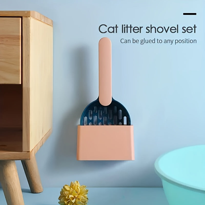 Large and small cat litter shovel set for pet toilet cleaning.