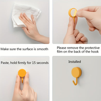 10 Adhesive wall hooks for keys, coats, and towels. Waterproof and self-adhesive for kitchen, bathroom, bedroom, and entrance door decor.