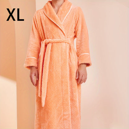 Thick, cozy couple's bathrobe with long sleeves for autumn and winter comfort.