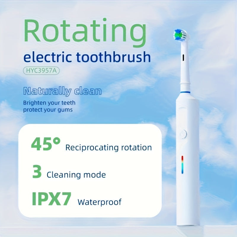 Alyson electric toothbrush with 4/6/8 brush heads, 3D rotating head, smart adult soft hair, fully automatic teeth cleaner, suitable for men and women. Features IPX7 waterproof rating, 3