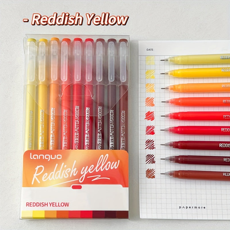 1pc, 9pcs Morandi Retro Color Palette Handwriting Pens with stackable color ink refills.