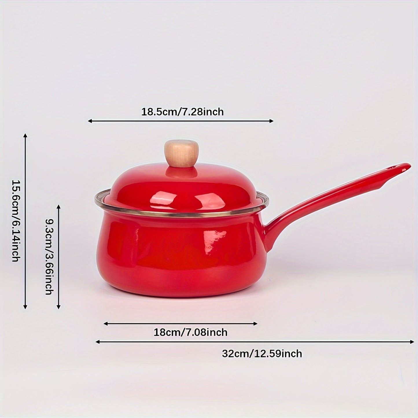 Multifunctional Enamel Pot with One Handle & Lid - Effortless Cooking and Serving with Non-Stick, Dishwasher Safe Design - Ideal for Home and Restaurant Use, Glazed Milk Pot Available in Different Colors