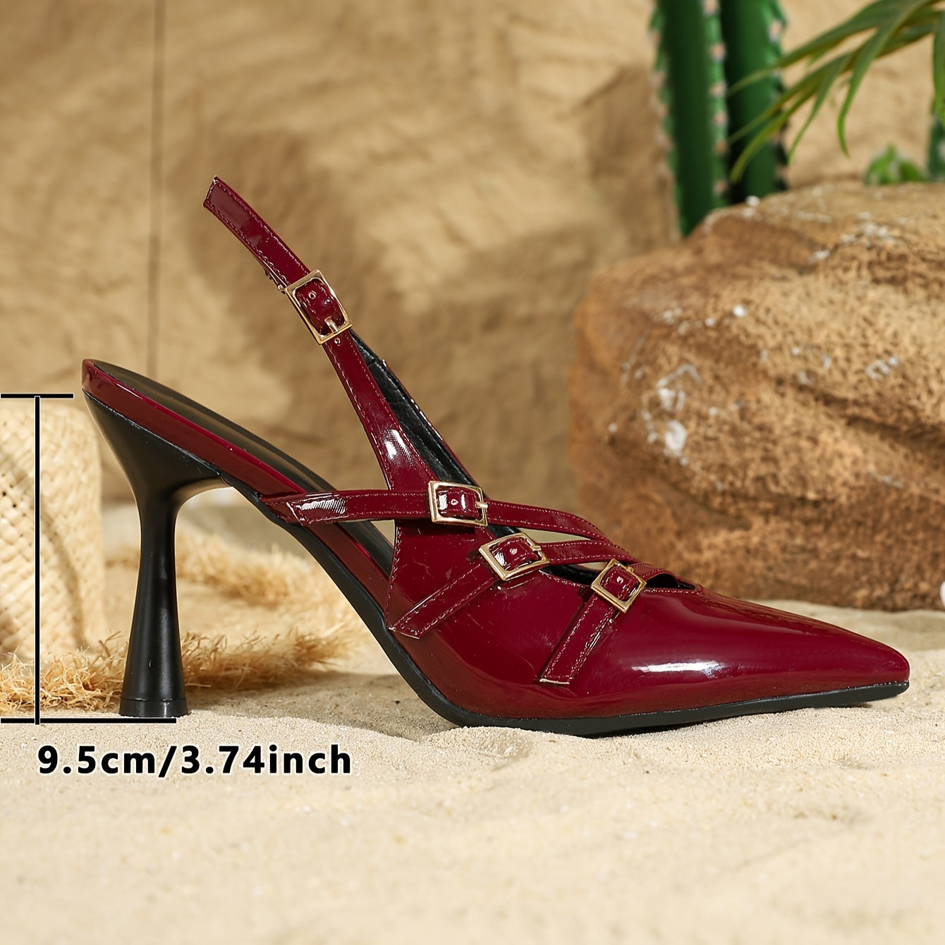 Stylish ankle strap stiletto heels for parties, with pointed toes and buckle detail.