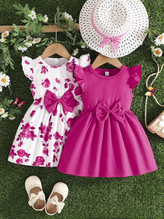 Summer Bow Dress Set for Girls