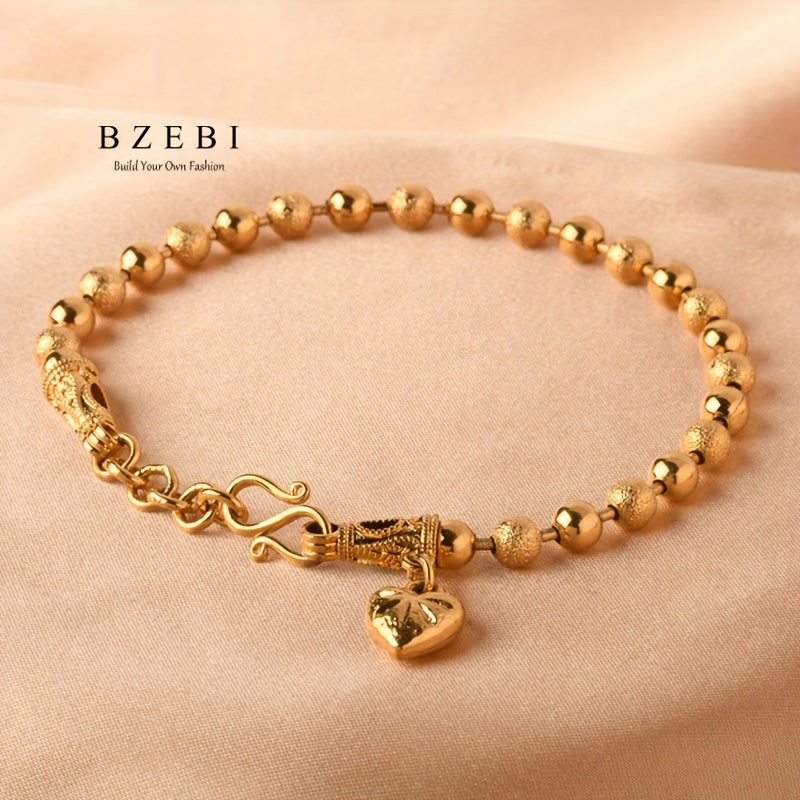 Stylish Beaded Bracelet with Adjustable Length - Crafted from 18K Gold-Plated Titanium Steel, Allergy-Free & Long-Lasting - Ideal Present for Her on Valentine's Day, Mother's Day, Birthdays & Special Occasions