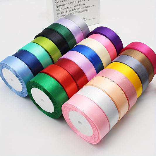 1 piece of 2.5cm wide, 25 yards long satin ribbon for gift wrapping, wedding decoration, car silk ribbon, baking, and webbing.