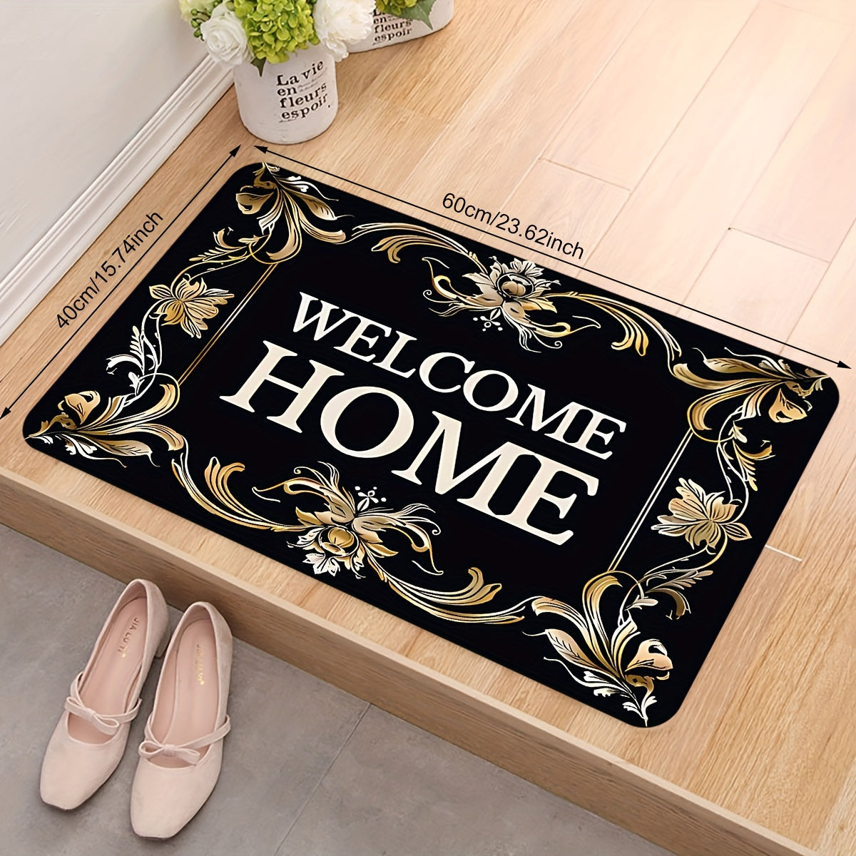 Introducing our Welcome Home Monogrammed Entrance Mat! Made of non-slip, stain-resistant polyester with sponge backing, this rug is perfect for both indoor and outdoor use. Quick dry and easy to clean, it's the best choice for Christmas and ideal for