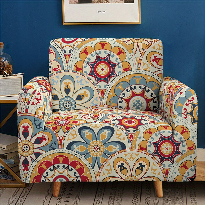 Bohemian-inspired milk printed sofa slipcover for home decor, protects furniture in bedroom, office, or living room. Non-slip design.