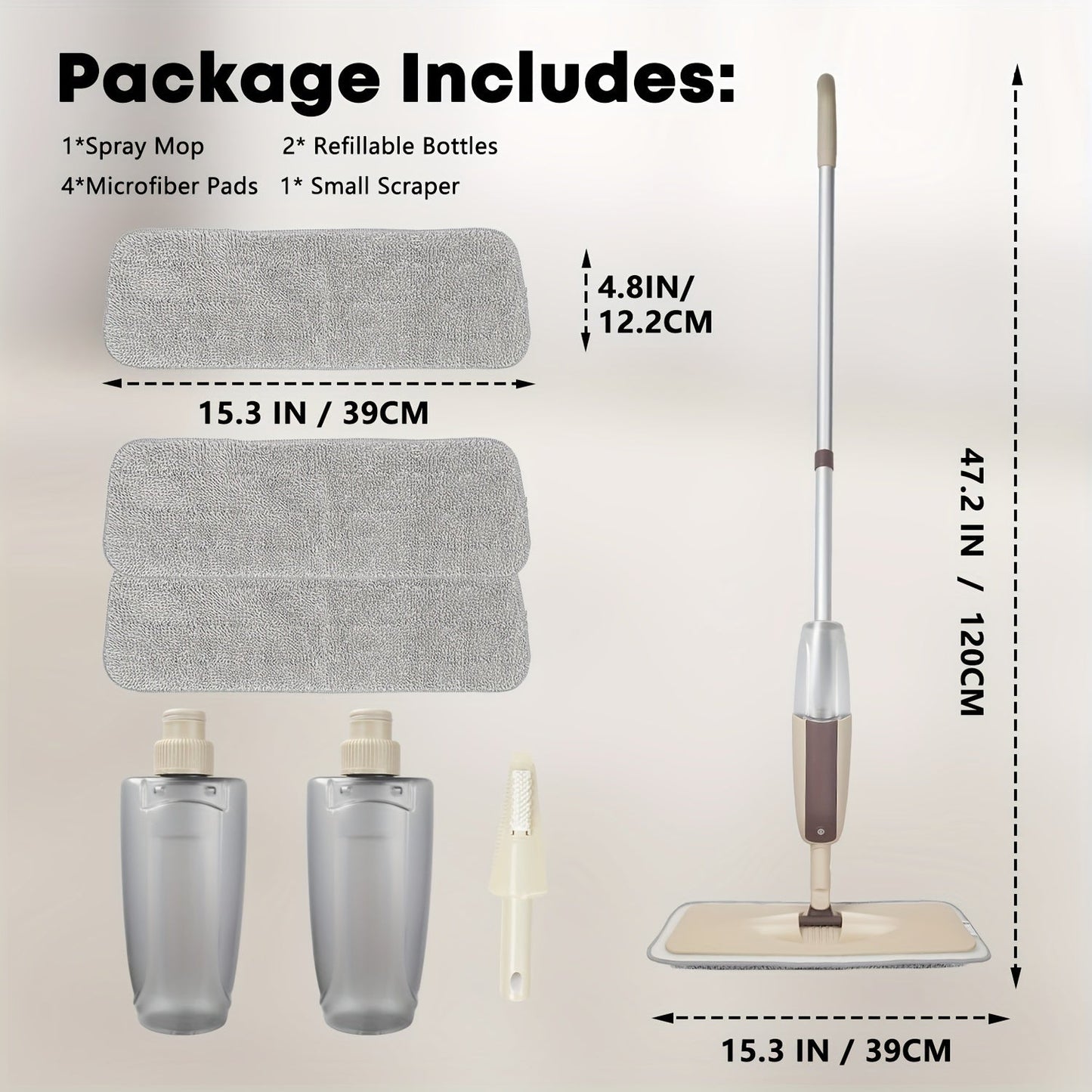 Multifunctional Spray Mop with Reusable Bottle & 4 Microfiber Pads - Great for Cleaning Hardwood, Laminate, and Ceramic Floors - Perfect for Both Home and Commercial Settings