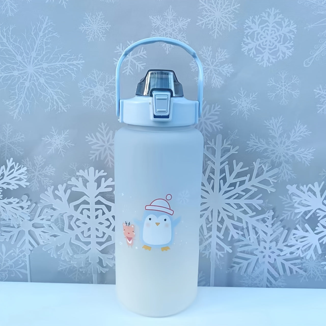 Cartoon sports water bottle set in three sizes (300ml, 700ml, 2L) for camping, hiking, and fitness. Perfect for outdoor activities and makes for great birthday gifts.