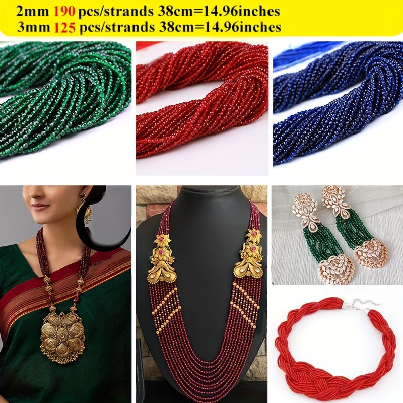 Approximately 950 pieces of 2mm Bohemian-style gradient-colored beads, faceted glass beads for creating jewelry bracelets and DIY accessories.