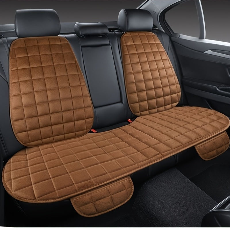 Velvet plush car seat covers with breathable protective pads for universal car interior.