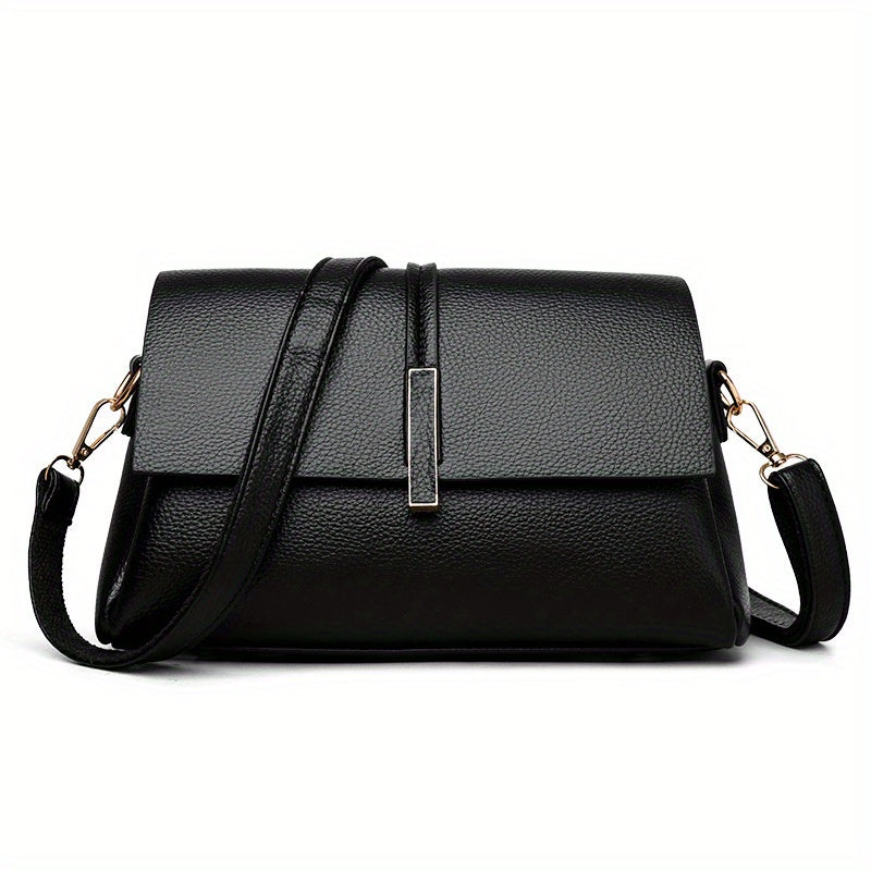 2024 Women's versatile genuine evening bag with high-end stylish shoulder crossbody design featuring three layers and large capacity square bag.