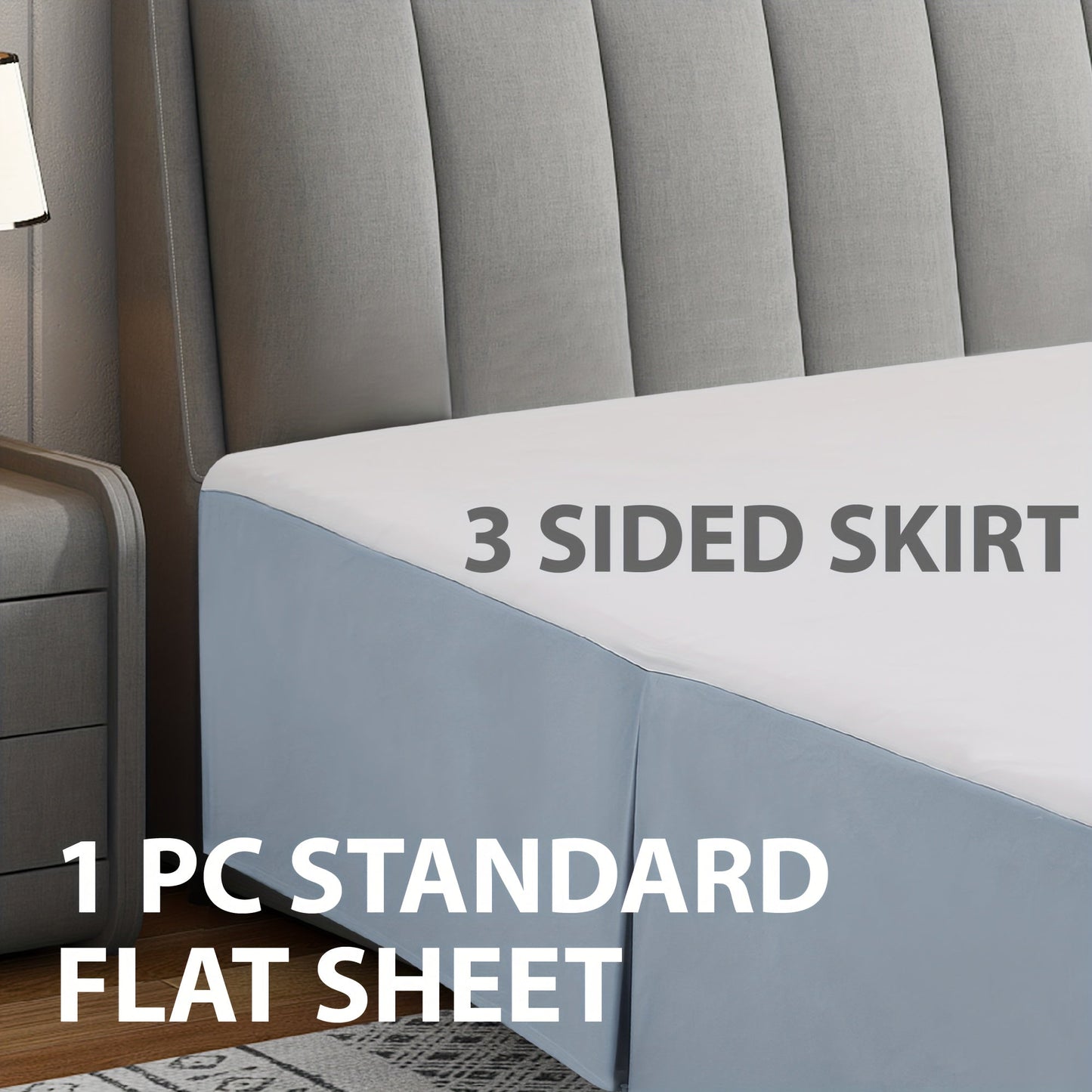 Includes 1 piece of a bed skirt for all seasons, tailored with pleats and a 14in/36cm drop. Made of soft, hypoallergenic, and breathable material that is machine washable. Resistant to wrinkles, fading, and shrinking.