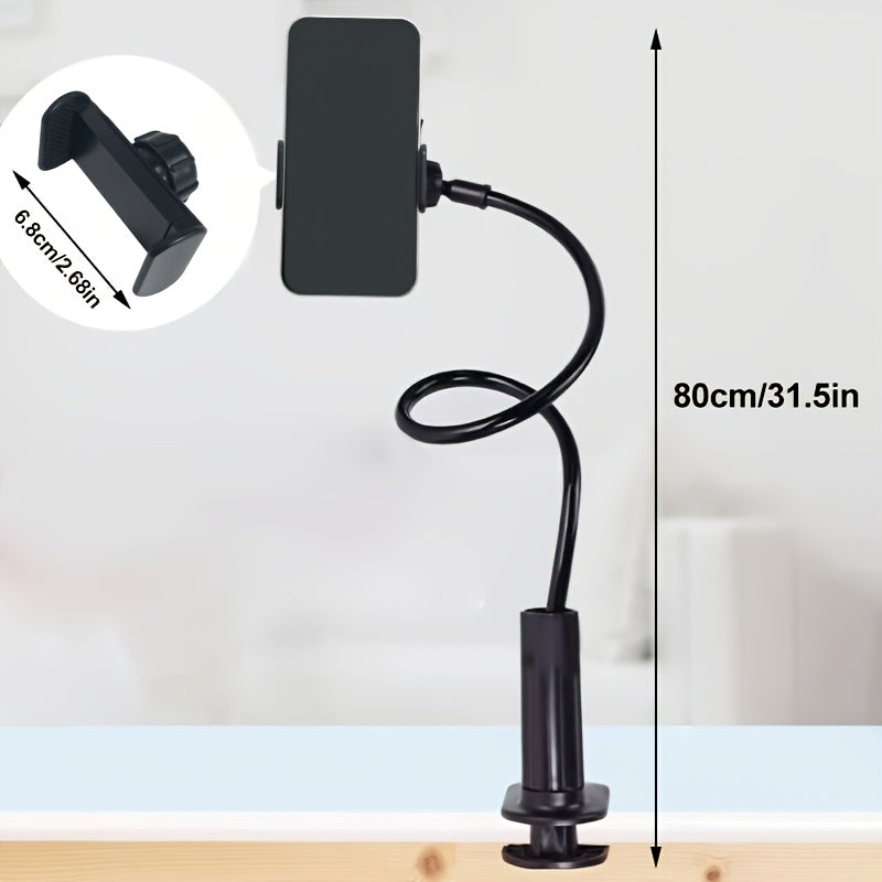 Long arm lazy holder clip for mobile phone with soft grip, 360° rotation, stable and non-shaking design to release hands.