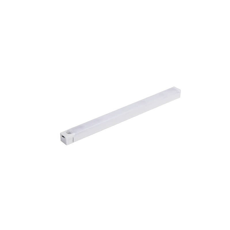 Rechargeable magnetic LED strip with motion sensor for closets, cabinets, and kitchens.