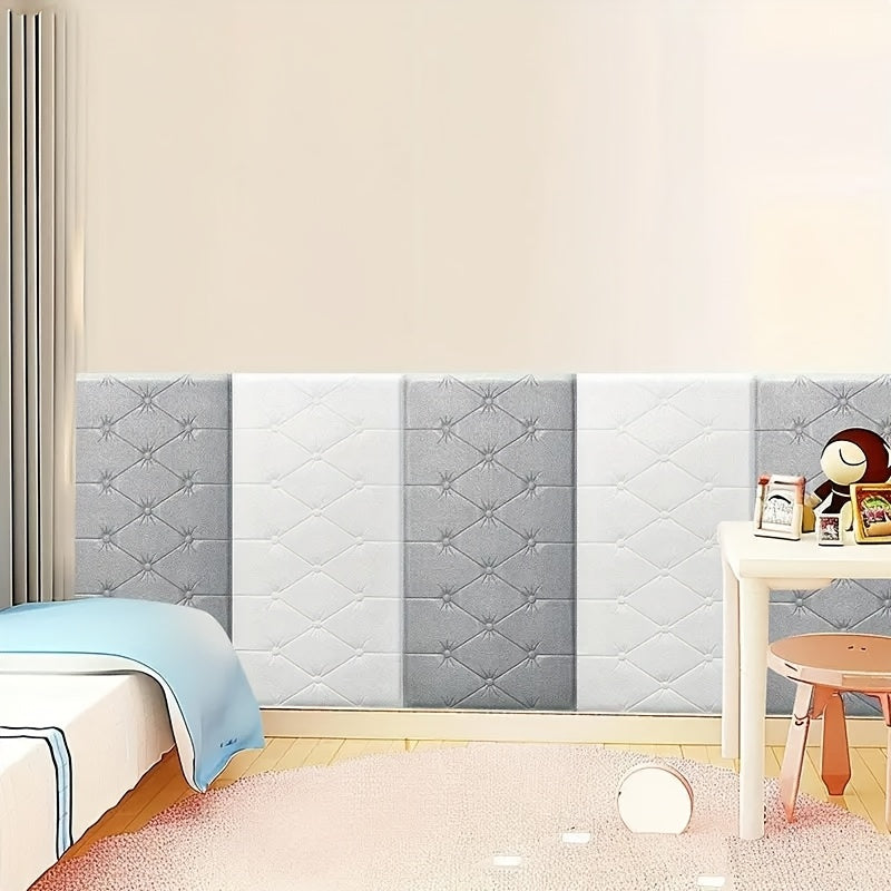 10pcs 70.0×35.0 cm 3D Soft Pack Bumper Wallpaper, Waterproof, Self-Adhesive Wall Stickers for Bedroom, Living Room Decoration.