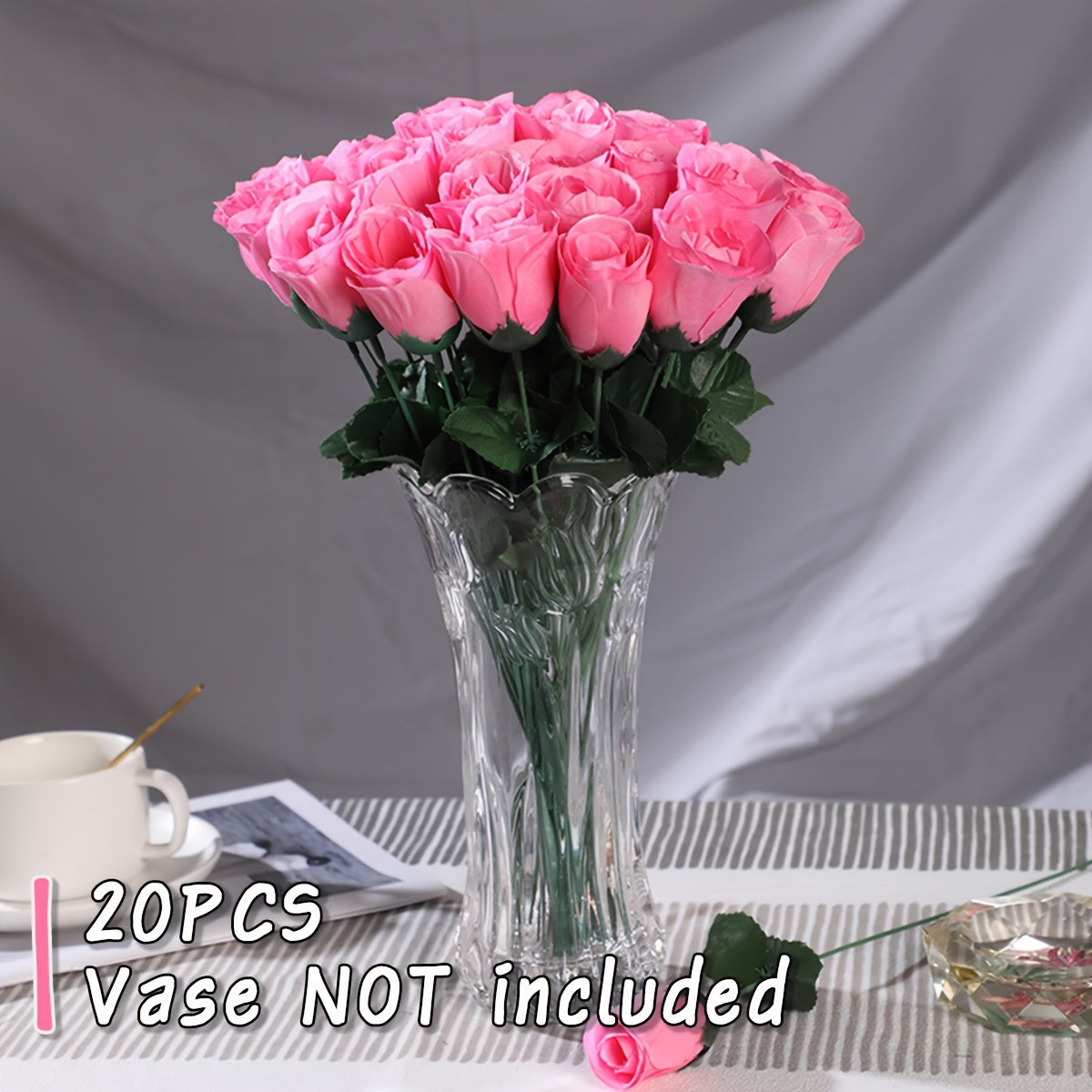 20 lifelike budding roses, 35.05cm high artificial flowers for various occasions.