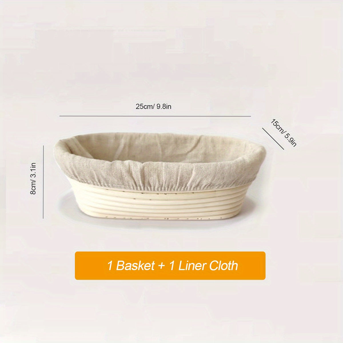 Bread Proofing Basket Set - Includes 1 Round/Oval Basket and Liner Cloth for Fermentation - Made from Natural Rattan - Perfect for Yeast Dough and Artisan Bread Making - Ideal for Professional and Home Bakers