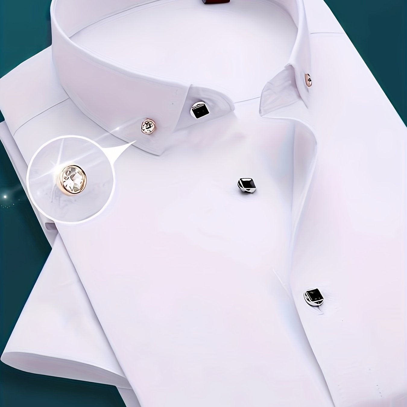 Polyester short sleeve button-up shirt for men, suitable for business activities in spring/fall, regular fit, lapel collar.