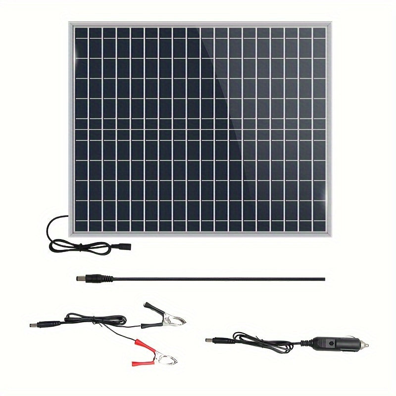 20W DC Solar Panel Kit with Variable Output and USB Port - Ideal for Outdoor Power, Car Charging.