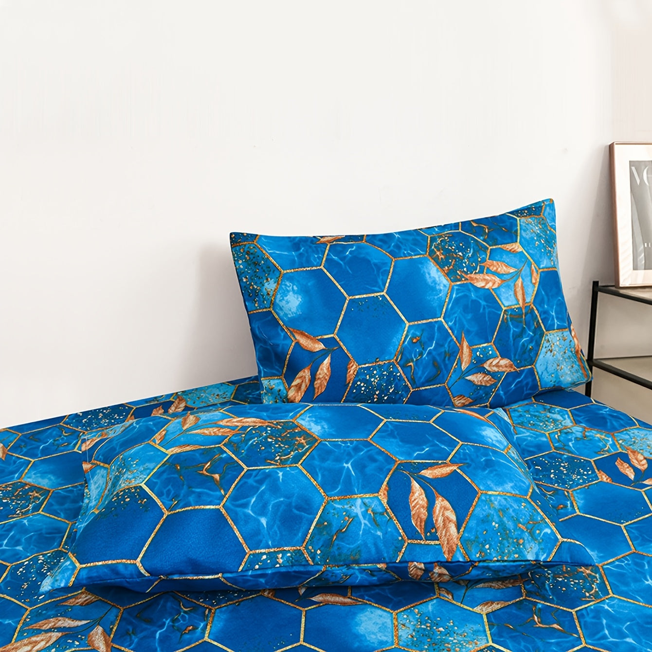 Two Premium Geometric Pattern Pillowcases featuring Soft, Breathable Polyester Material, Stain-Resistant Properties, and Envelope Closure Design. Perfect for Bedroom and Sofa Home Decor. Easy to Clean in the Washing Machine. Inserts Not Included.