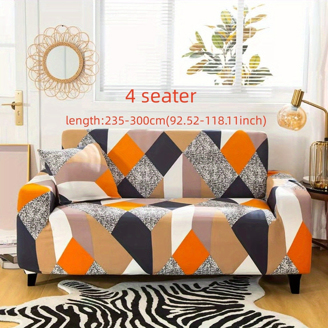 1 Printed Sofa Cover with 1 Free Cushion Cover