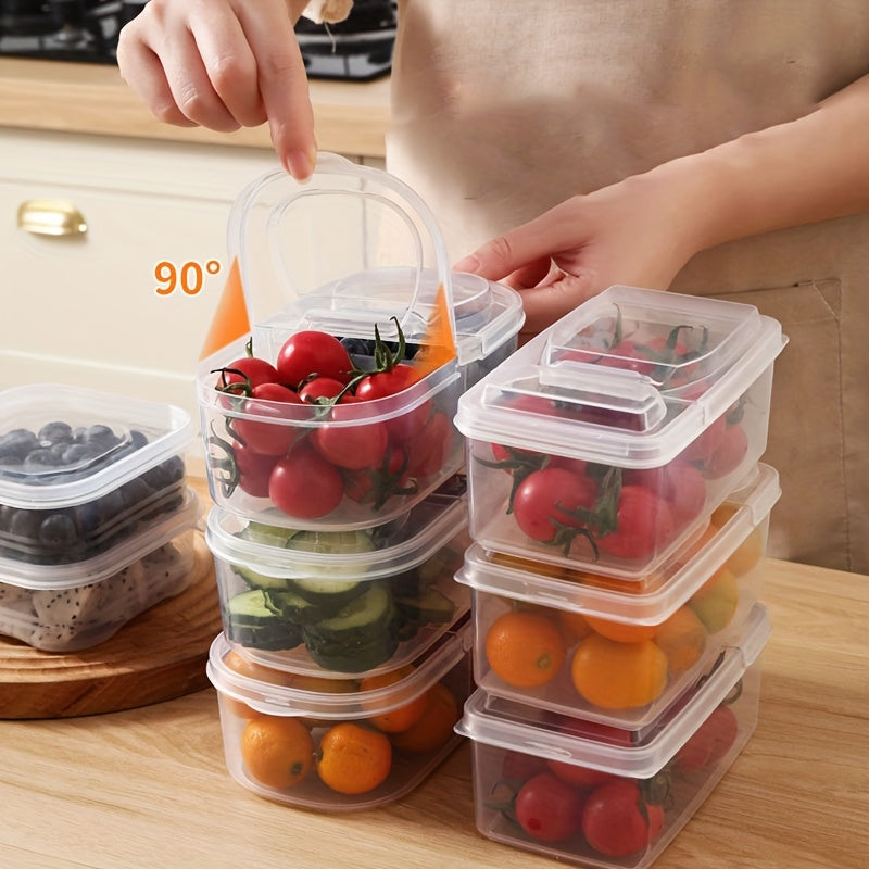 Large Capacity Food-Grade PP Storage Box with Handle - Transparent Container for Fruits & Vegetables, Ideal for Refrigerator Use| Sleek and Clear Visibility Storage Solution for Fresh-Keeping Food