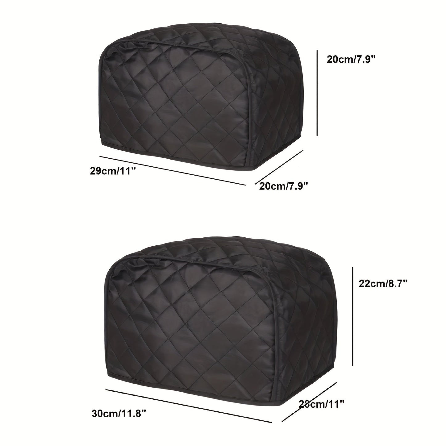 Protect your toaster with this polyester fabric quilted cover designed for 2 and 4 slice toasters. Keep your kitchen appliances dust-free and fingerprint-free with this universal size cover that fits most standard toasters, microwave ovens, and other