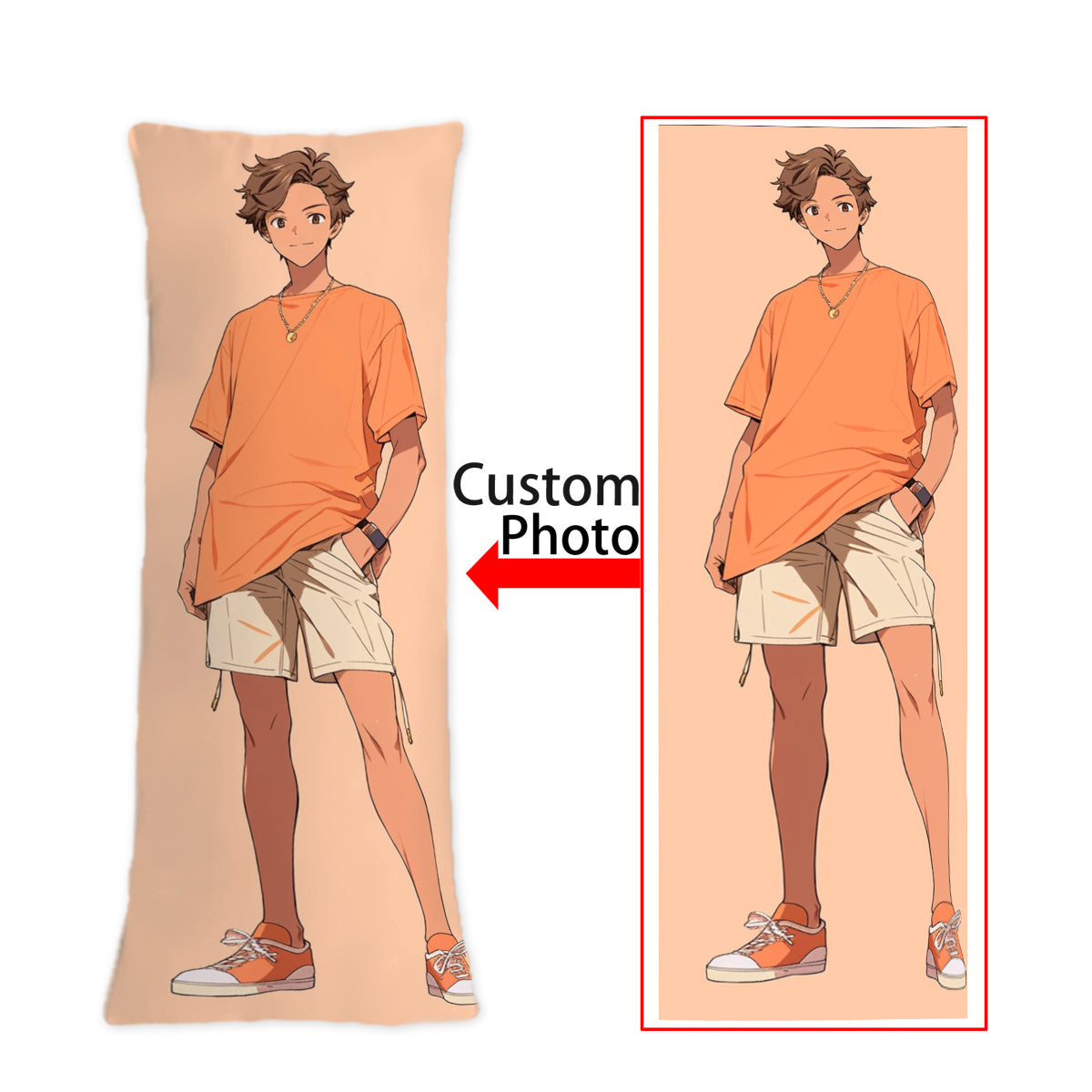 Personalize your home decor with this Anime-Themed Long Body Pillow Cover featuring a customizable photo. Made from soft plush polyester with a single-side print, this woven cover measures 50.8x137.16 cm and does not include an insert. Perfect for